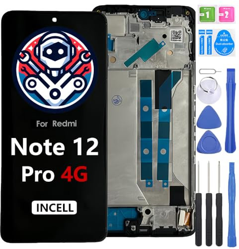 iYAiYO Pantalla LCD Táctil Repuesto Compatible con Redmi Note 12 Pro 4G incell con Marco Reparación Pantalla Display Completa Digitalizador De Reemplazo con Herramientas