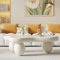 Wxnnx Unregelmäßige Couchtisch Cloud Couchtisch mit 3 Kugelbeinen Oval End Table Moderner Couchtisch für Wohnzimmer für Wohnzimmer,Weiß,39.4 * 27.6 * 11.4in