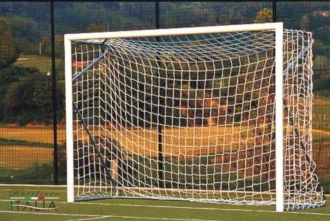 Coppia Reti Porta Calcetto 4,10x2,2 m – Ø 4.5 mm, Lavorazione Artigianale con Nodo, Maglia Quadra – Reti per Porte Calcetto Regolamentari