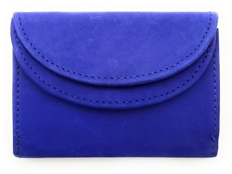 Lemasi echt Leder Mini Geldbörse Portemonnaie Wickelbörse Urlaubsbörse (Royalblau)