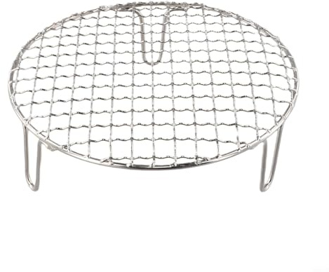 Aprilsunnyzone Camping BBQ Grillrost Edelstahl Rund Mesh Netz Tragbar Outdoor Kochen Gitter Mit Beinen Für Picknick Heimgebrauch 15 cm/20 cm/25 cm/30,5 cm (20 cm)