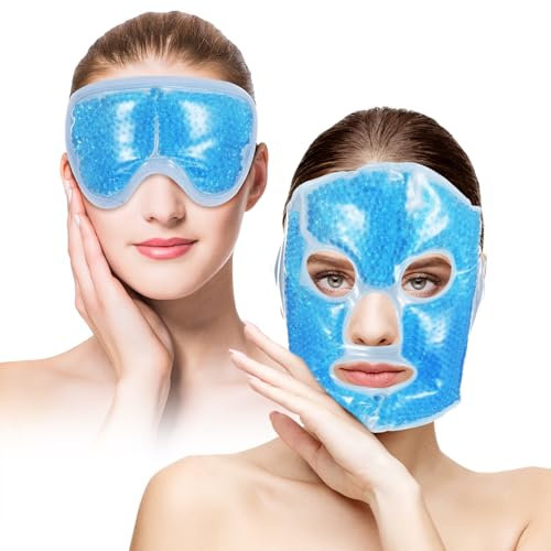 2 mascherine in silicone per il viso in gelato, riutilizzabili, maschera per gli occhi in gel, per raffreddare il gelato, per il freddo, per gli occhi, per uomini e donne