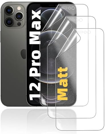 HonJenSeoa Matt Hydrogel Folie für iPhone 12 Pro Max, 3 Stück Entspiegelte Displayschutzfolie TPU Schutzfolie, Stoß-Kratzfest TPU, Anti-Fingerabdruck