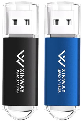 XinwaY Memory Stick 16GB USB Flash Drive Thumb Drives Data Storage USB Stick, (2 Pack 16GB - Black Blue)