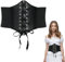 HZHSGLY Black Corset Belt, Waist Underbust Pirate Corset, Lace-up Wide Belts for Women Petticoat Dress Costume Halloween (Black)