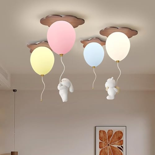 GUANSHAN Kreative, mattierte Ballon-Deckenleuchte mit niedlichem Cartoon-Anhänger und Ballon, Kronleuchter für Kinderzimmer, für Jungen- und Mädchenzimmer