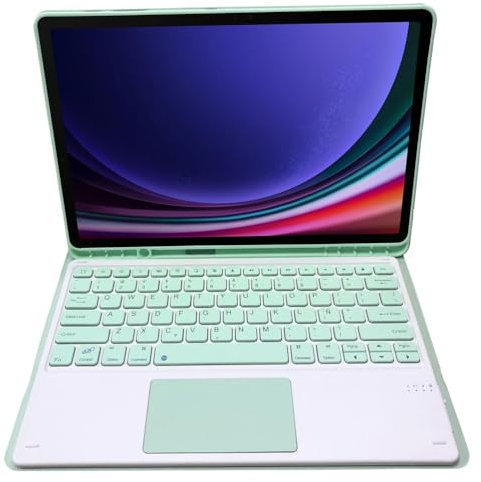 TSATAULE Funda con Teclado Español Ñ para Samsung Galaxy Tab S10+ Plus / S9 FE+ Plus / S9+ Plus / S8+ Plus / S7 FE / S7+ Plus De 12,4 Pulgadas - Teclado Magnético, Panel Táctil Inteligente,Verde