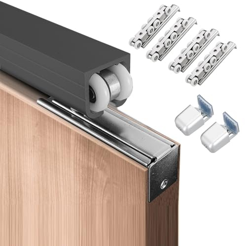 Sliding Door Hardware Track Kit for Exterior and Interior Use, Easy Installation Rail System for Single or Double Doors, Durable Pocket and Barn Door Solution