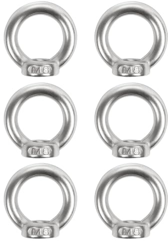 6 Stück Juttzzei Ringmutter M8, Verbessertes 304 Edelstahl Ringösen, M8 Ringmuttern Augenmutter, Ösenmutter für Befestigen Sie hängende Ornamente Blumentöpfe Schaukelständer