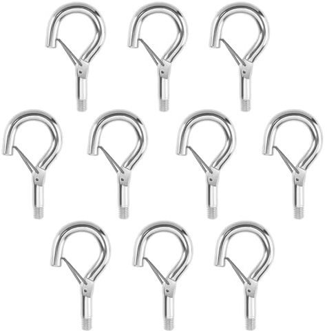 JURENEE 10 Pezzi Ganci a Vite M5, Occhielli a Vite in Ferro Nichelato, Ganci Avvitabili con Chiusura a Molla, Sicuri e Durevoli, Pratici Resistenti All'usura, Compatti e Delicati, Adatti Alle Amache