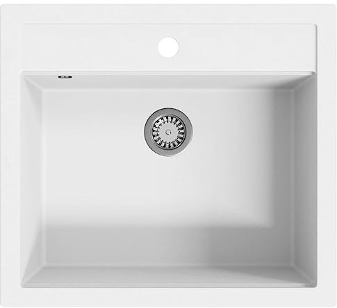 Küchenspüle, 1 Becken, Waschbecken, Küche, Aufsatzspüle, Granit, nur Waschbecken, Weiß