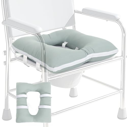 RoamReady Bedside Commode Seat Cushion, Machine Washable Soft Toilet Seat Cover With Removable Pillowcase, Padded Toilet Seat Risers for Seniors, 17x14 Commode Pads, Green