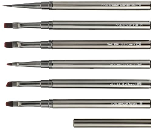 6Pcs Premium Metal Nail Art Brush Set - Elegant Black Gel Brushes for Women, Perfect for Nail Art, Gel Dilution, Halo Dyeing, and Watercolor Effects