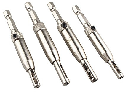 HALJIA 4pcs Self Centering Hinge Drill Bits Set for Door Cabinet Pilot Holes HSS Hex Recess 5/64'',7/64'',9/64',11/64''Carpenters Furniture Makers