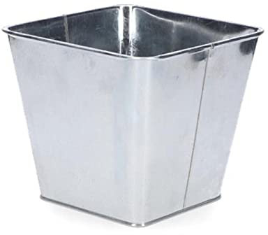 Shophaus24 3 Viereck Blumentopf Metall Übertöpfe verzinkt. Höhe 12cm. 3 Stück