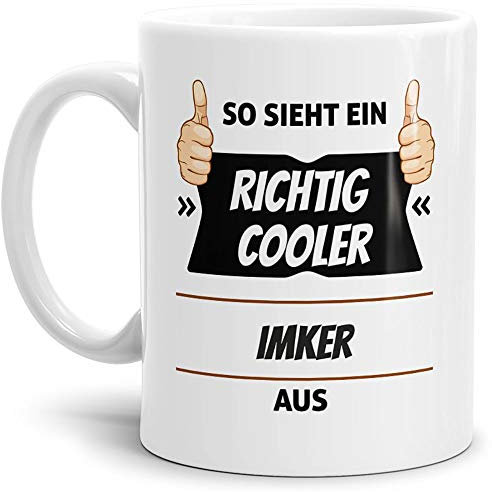 Tassendruck Berufe-Tasse so Sieht EIN Richtig Cooler Imker aus Weiss/Job/mit Spruch/Kollegen/Arbeit/Geschenk-Idee/Büro