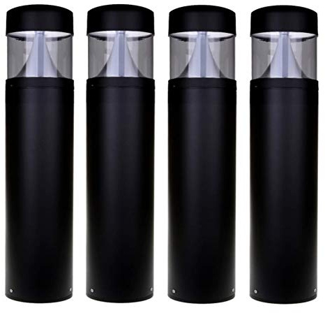 LED Bollard Landscape Lights 25 10W 3CCT 3000K/4000K/5000K 120-277V Commercial/Residential Lighting Fixture for Garden, Pathway, Driveway. Rated IP65 Suitable for Wet Locations, ETL Listed (4 Pack)