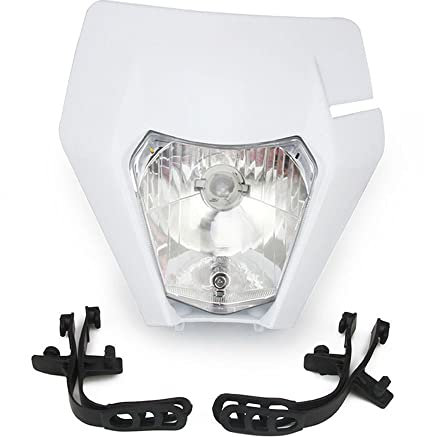JFG RACING Lichtmaske Motorrad Dirt Bike Scheinwerfer Verkleidung Maske Tagfahrlicht Für 2017 EXC250 SX250 SXF250 EXC450 SX350 SXF450 EXC525 640LC4 Dirt Bike Motocross Enduro Supermoto-Weiß