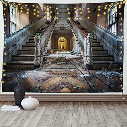 ABAKUHAUS Jahrgang Wandteppich, Verlassene Opera House aus Weiches Mikrofaser Stoff Waschbar ohne Verblassen Digitaldruck, 150 x 110 cm, Beige Braun