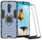 HAOYE Funda para Realme X2 Pro y 2 Piezas Cristal Templado, Shockproof Carcasa con 360 Grados Giratorio Anillo Kickstand, Hard PC y Silicona TPU Hybrid Armor Case. Azul Marino