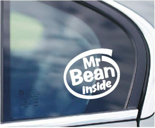 SCOOBY DESIGNS Mr Bean Inside, lustiger Auto-/Lieferwagen-Aufkleber für Fenster, Kofferraum, Mini Cooper