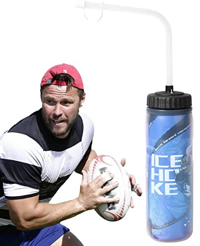 Richolyn Bouteille d'eau Longue Paille, Gourde 600ML Boxe Hockey avec Pailles, Voyage Portable transportant des Bouteilles d'eau pour Le Travail, l'école