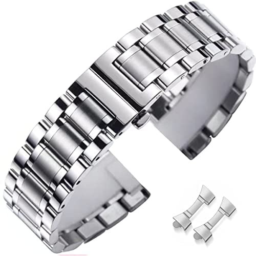FOUUA Cinturini per Orologio Acciaio Inossidabile Cinturino Orologio Metallo Ricambio Bracciale in Metallo 16 18 19 20 21 22 24mm Smartwatch Cinturini con Fibbia Nero o Argento Oro per Uomo Donna