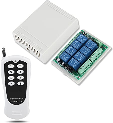 Telecomando wireless DC 12 V 433 Mhz Wireless 8 canali 100 m copertura ricevitore con trasmettitore per luci, pompa dell'acqua, riscaldatore, apriporta del garage