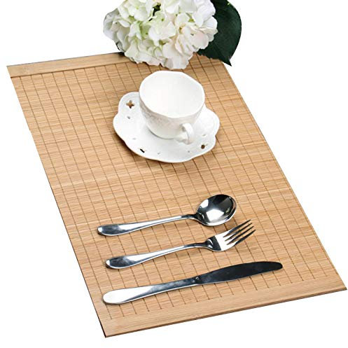 FHKBB Alfombrilla Tejida de bambú Natural, Mantel Individual Occidental Antideslizante con Aislamiento térmico, Posavasos, Alfombrilla para Platos, Accesorios para el Camino de Mesa, Man
