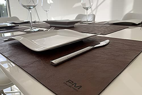6er Tischset in Lora Leder Braun