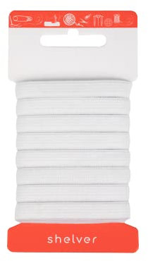 Shelver Elastic for Sewing in Widths 7, 10, 15, 20, 25, 40, 50 mm (White, 10mm x 5m)