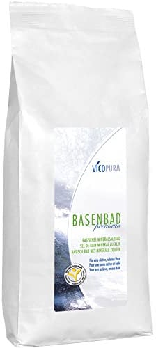 VICOPURA Basenbad Premium, basisches Badesalz, begleitend bei Cellulite, Fasten, Sport, Entsäuerung, trockene Haut, 2400g Refill