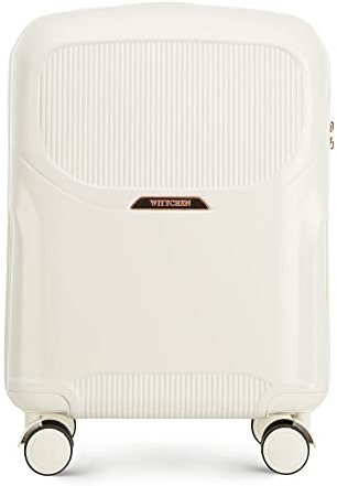 WITTCHEN Stilvoller Koffer Kabinengepäck Rollkoffer Reisekoffer Strapazierfähigem Polycarbonat Trolley 4 Doppel-Lenkrollen TSA Zahlenschloss 2,9 kg 36 L Größe S Creme