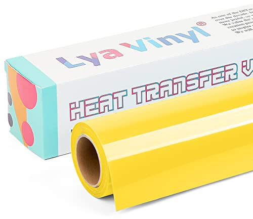 Yellow Heat Transfer Vinyl - Lya Vinyl 12 x 10ft Yellow Iron on Vinyl Roll for Cricut, Silhouette Cameo, Premium HTV for DIY Clothes, Bags, Shoes and Other Textiles