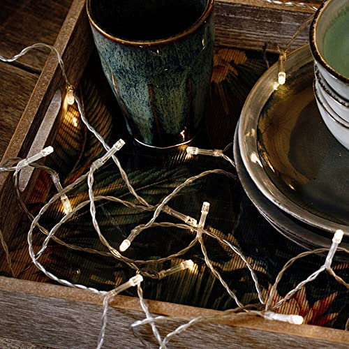 hellum Lichterkette innen, 20 er LED Lichterkette mit Timer, beleuchtete Länge 2,85m, batteriebetrieben, Kabel transperent, Lichtfarbe warmweiß <59 Lumen, 2er Set 150636