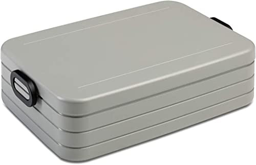 Mepal Brotdose Large - Brotdose mit Bento Box - Für 4 Sandwiches oder 8 Brotscheiben - Lunchbox für kleine Snacks & Reste - Brotdose Erwachsene - Essenbox mit Fächern - Silber Edition