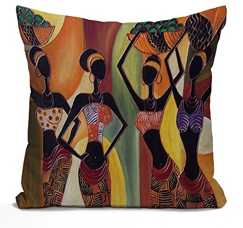 Tomda Kissenbezug, afrikanische Frau, Baumwolle, Leinen, quadratisch, Standard-Kissenbezug für Männer und Frauen, Zuhause, dekoratives Sofa, Sessel, Schlafzimmer, Wohnzimmer, 45 x 45 cm