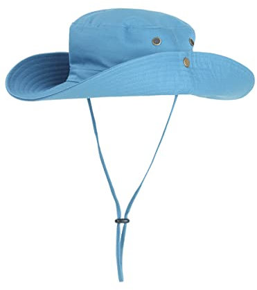 WANYING Damen Herren Outdoor Sonnenschutz Bucket Hut Fischerhut Baumwolle Two Way to Wear für Kopfumfang 55-62 cm Einfarbig Jeans Blau
