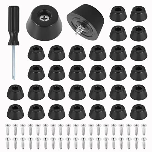 Knpwer 50 Pcs Round Black Rubber Feet Bumpers Pads 30 * 22 * 15mm, Rubber Feet Bumpers Pads,with Built in Stainless Steel Washer for Cutting Board Amps Cabinet Desk Tables Couches