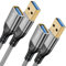 USB 3.0 Verlängerung Kabel (3M 2Stück) USB Verlängerungskabel A Stecker auf A Buchse mit eleganten Alluminiumsteckern, Nylon Stoffmantel für Tastatur, Drucker,PS VR, Kamera, Kartenlesegerät,Grau