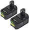 2X 18V 5500mAh Ersatzakku für Ryobi ONE+ RB18L50 RB18L40 RB18L25 RB18L15 RB18L13 P108 P107 P122 P104 P105 P102 P103 mit LED-Anzeige