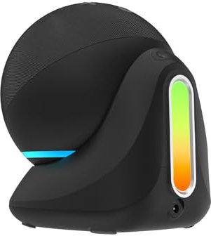 Fanxoo ED4 für Echo Dot 4 batteriesockel,Echo Dot 4 Akkusockel mit Ambientebeleuchtung(Schwarz)(Ohne Alexa Echo Dot)