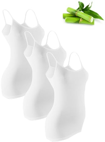 Basic Treasure Pack 3 Camisetas Tirantes Finos Mujer, Bambú, Blanco, XL