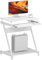 sogesfurniture mobiler Computertisch Schreibtisch in Z-Form, platzsparender PC Laptop Tisch Bürotisch mit 4 Rollen, leichtgängiger Tastaturauszug, Weiß