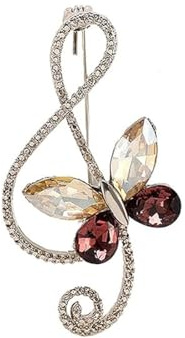 Brosche mit Schmetterlingsmusiknoten, Zirkonia, zarte glitzernde Kristalle, Musiknadeln, Kleid, Anzug, Hemd, Schal, Jacken, Hut, Tasche, Brosche für Damen, Herren, Mädchen, Musiker, Party, Schmuck