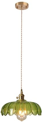 NICRX Vintage Pendelleuchte 1 Flammig Esstisch Hängelampe,25 cm Glas-Lampenschirm,E27 Hängeleuchte,Industria Deckenleuchte Hängend Lampe für Wohnzimmer Esszimmer Schlafzimmer (Grün)