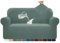 Alishomtll Sofa Überzug 2 Sitzer Stretch Sofabezug Universal Wasserabweisend Couch Überzug Sofaüberwürfe Elastische Jacquard Couchbezug rutschfest Sofaschoner für Hunde Katzen (140-185cm, Matchagrün)