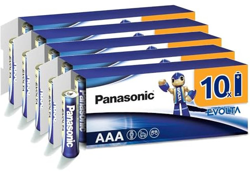 PANASONIC Confezione da 5 blister da 10 batterie alcaline Evolta AAA LR03