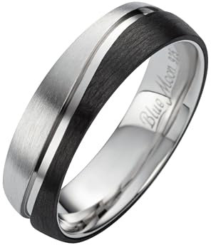 Blue Moon Diamonds 925 Silberringe und Carbonring Herrenring Antragsring Ehering Hochzeitsring Verlobungsring Trauring Partnerring, Sterlingsilber