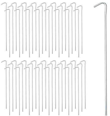 Relaxdays Piquetas de Camping, Pack de 100, Clavijas Tienda de Campaña, Acero, Suelos Blandos y Medios, 22 cm, Plateado